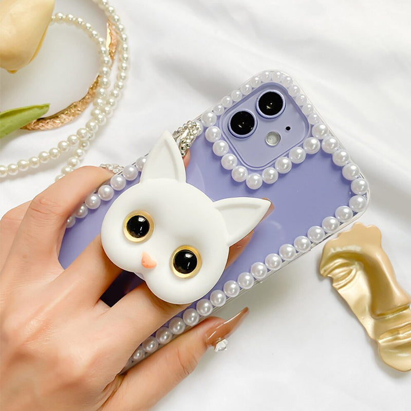 🐱3D Cute Kitten Phone Holder with mini Mirror-EchoDecor