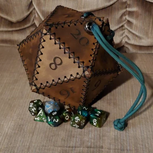 🎄Christmas Sale - Leather D20 Dice Bag-EchoDecor