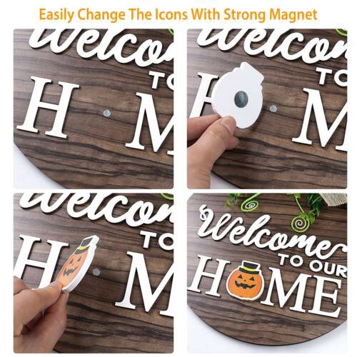 💖Interchangeable Seasonal Wooden Welcome Sign-EchoDecor
