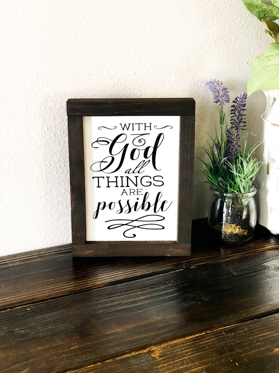 With God all things are possible wood framed sign-Etcy Decor