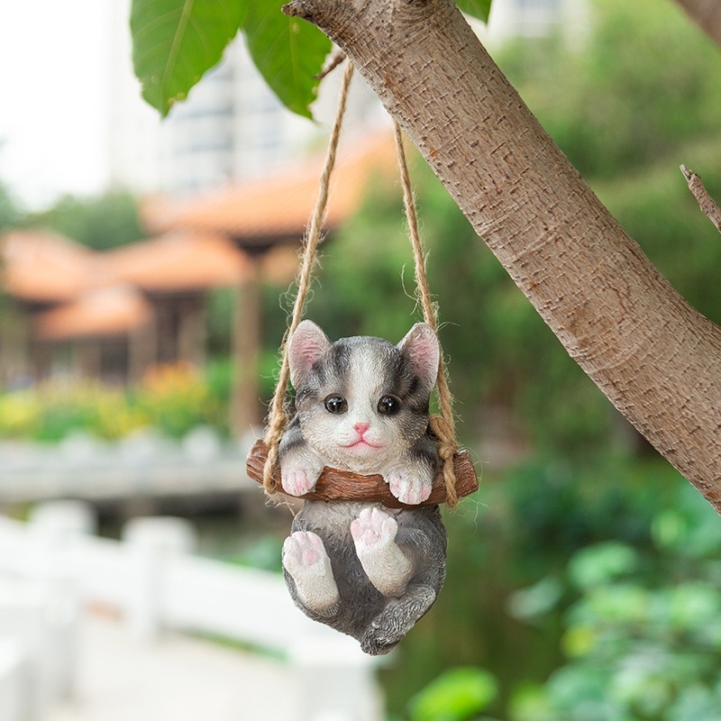 🔥Hot Sale 50 OFF😻Cute Outdoor Swing Small Cat Garden Sculpture-EchoDecor