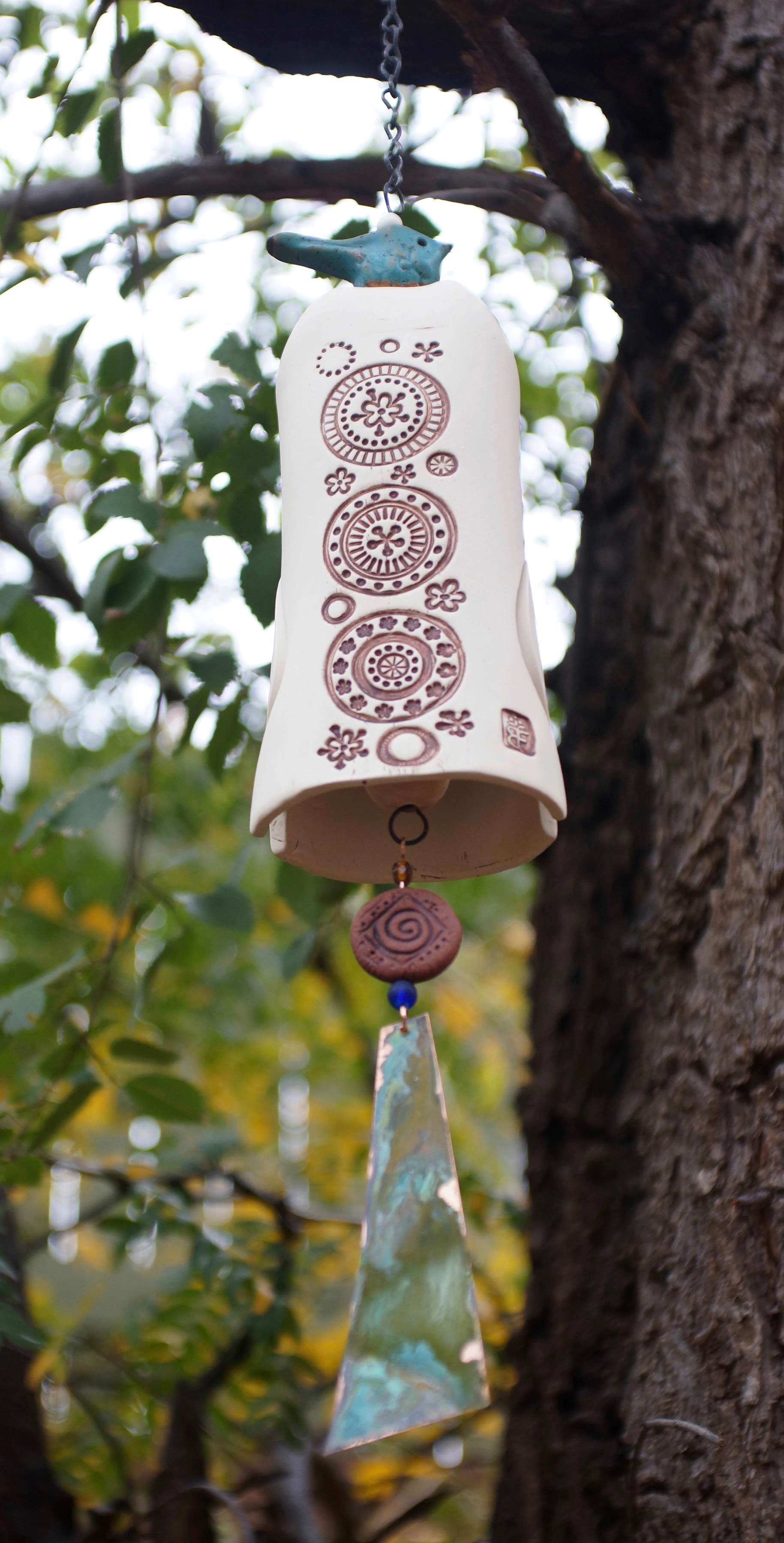 Ceramic Wind Chime with Circle Pattern-EchoDecor