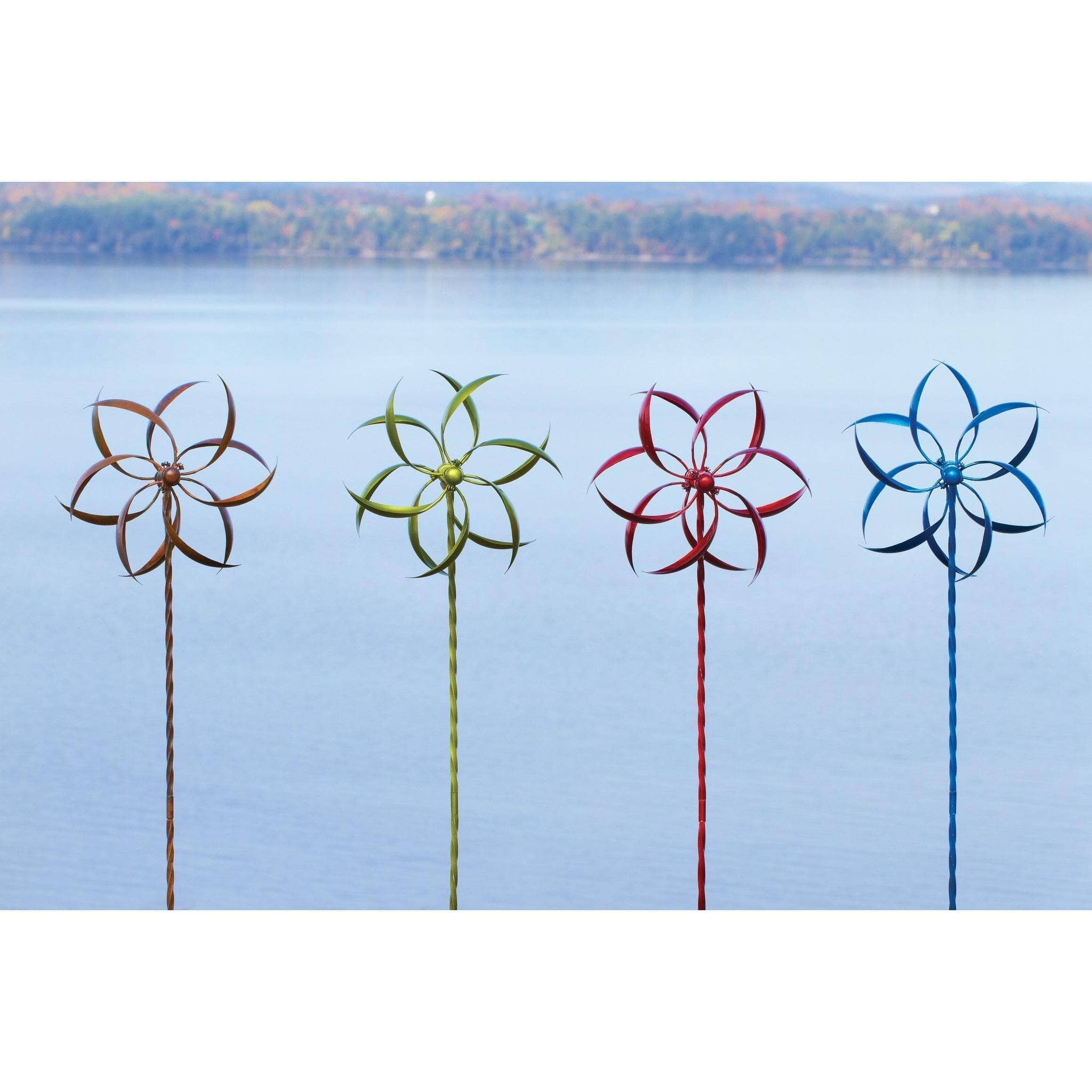 Green Feather Wind Spinner, 15"-EchoDecor