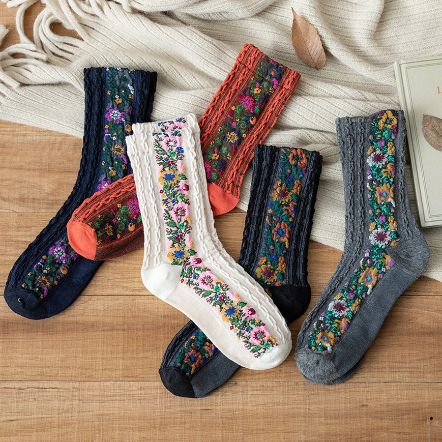 🌼Vintage Embroidered Floral Women Socks💐 (HOT SALE 50% OFF🔥🔥🔥)-EchoDecor