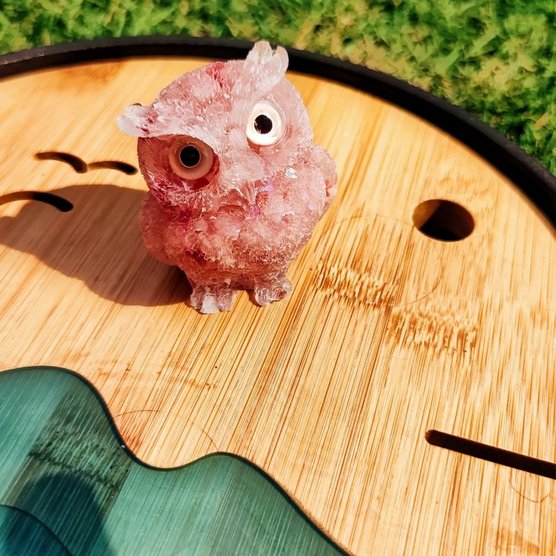 NATURAL CRYSTAL GEMSTONE OWL-EchoDecor
