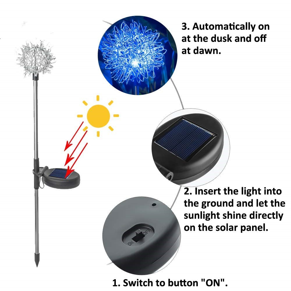 2 Pack Solar Dandelion Garden Lights-EchoDecor