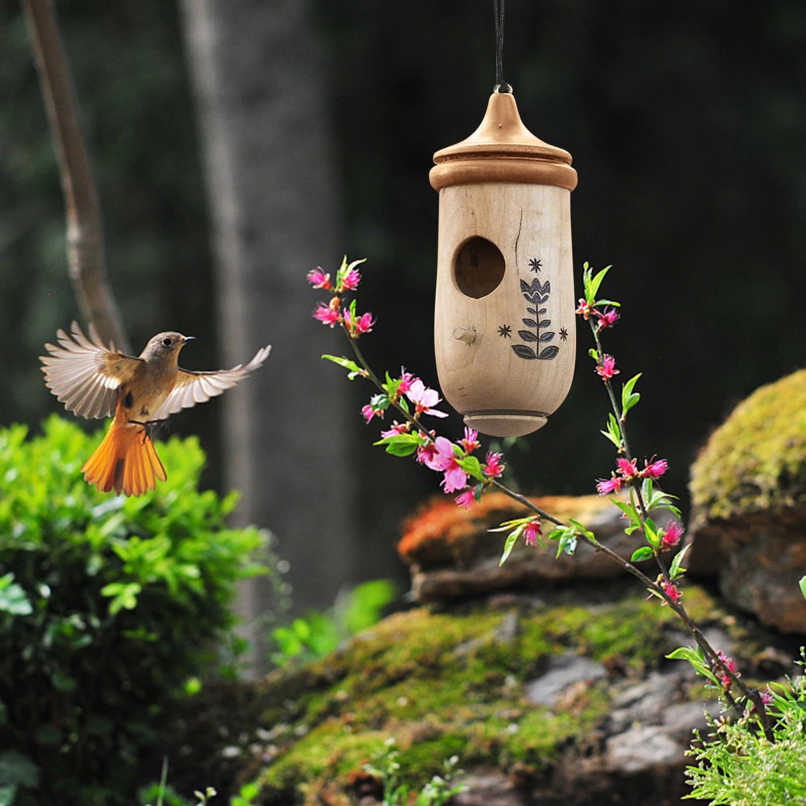 Wooden Hummingbird House-Gift for Nature Lovers-EchoDecor