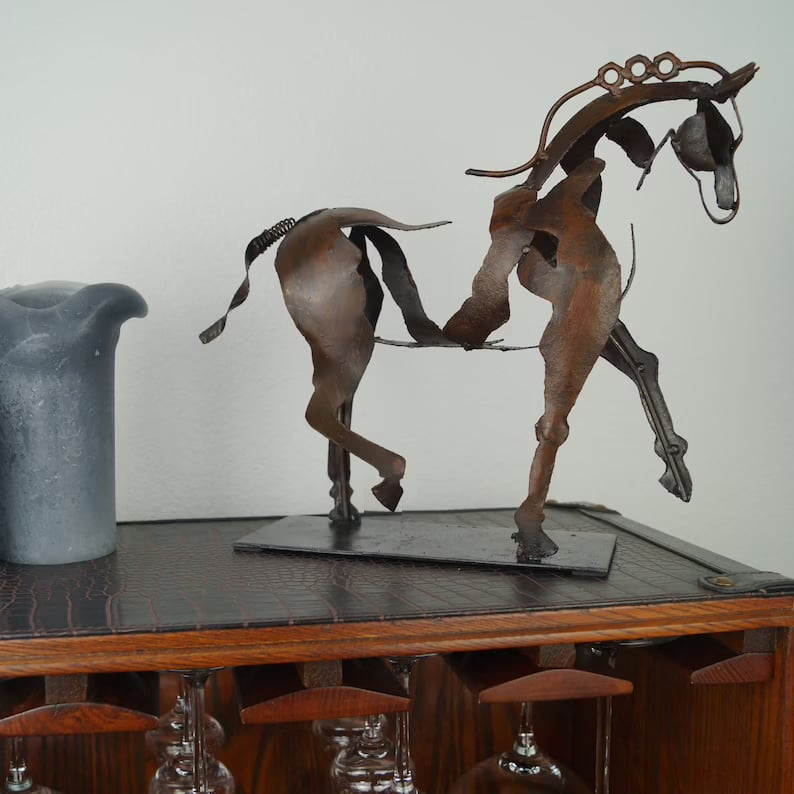 New Horse Sculpture “Adonis” – Quality Handmade from Metal, Abstract but Modern and Realistic Art-EchoDecor