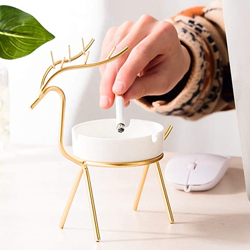 Modern Deer Ceramic Ashtray-EchoDecor