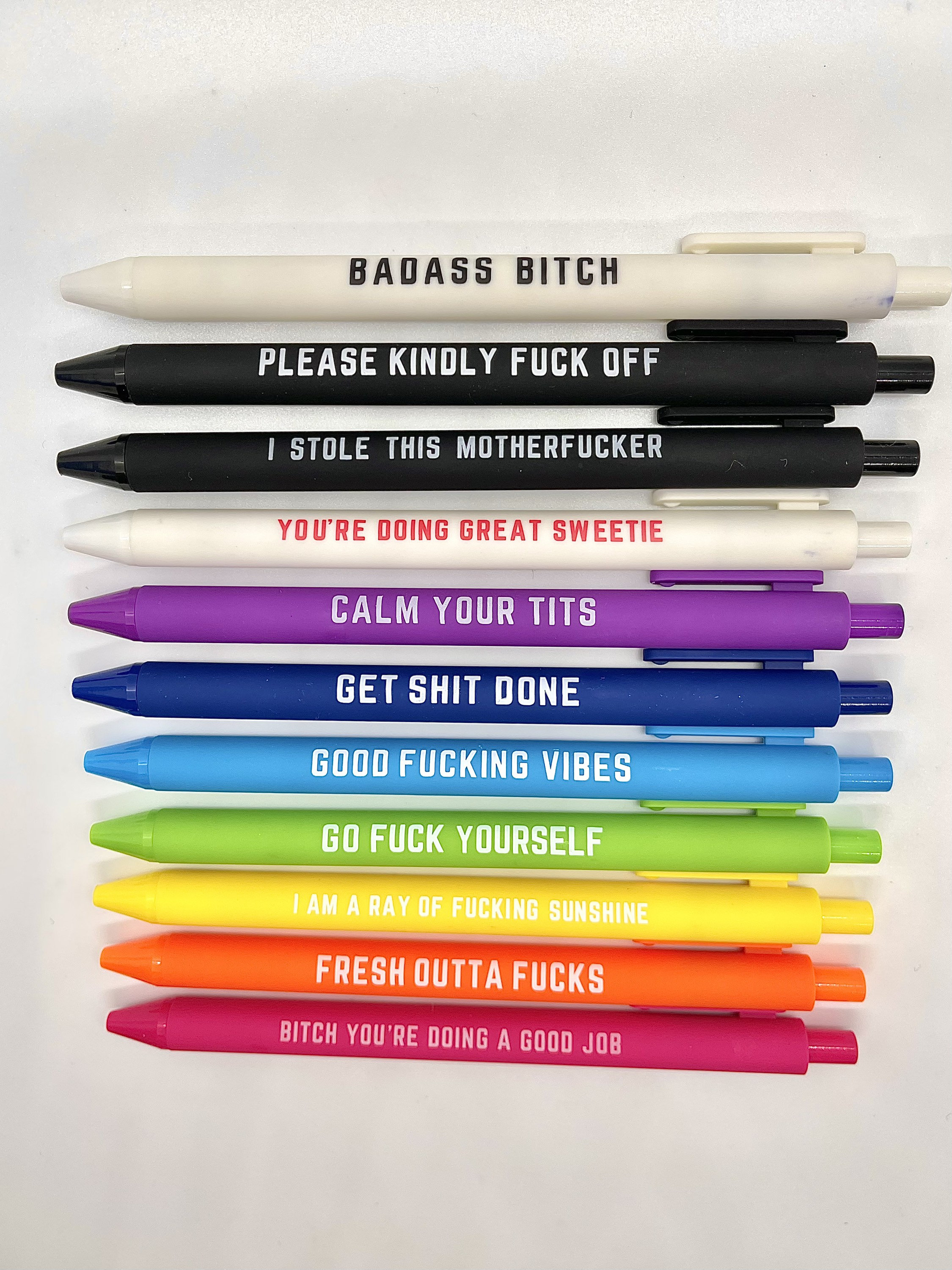 11pcs Ballpoint Pen Black Ink Pens With Funny Sayings Novelty