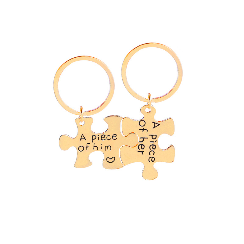  Couple Puzzle Piece Keychains-EchoDecor