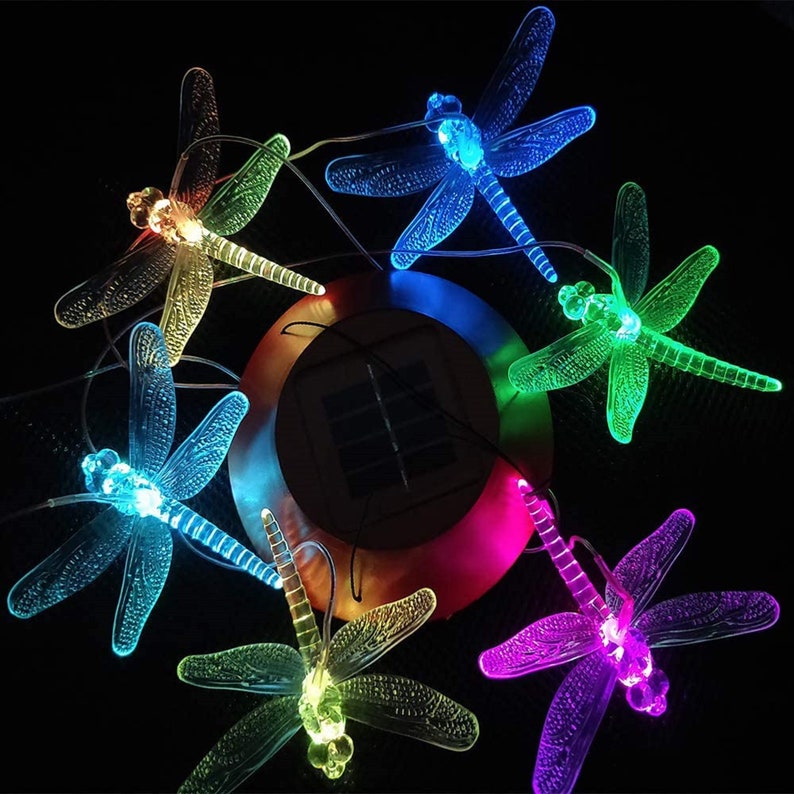 Color-Changing Outdoor LED Solar Powered Dragonfly Wind Chime-EchoDecor
