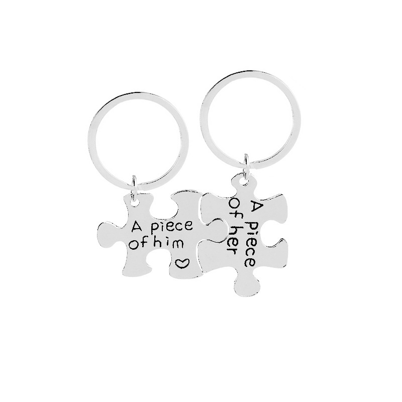  Couple Puzzle Piece Keychains-EchoDecor