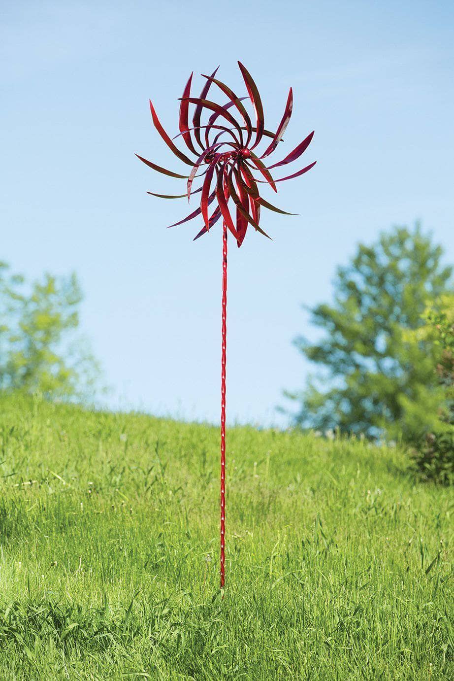 Red Pinwheel Wind Spinner 22"-Etcy Decor