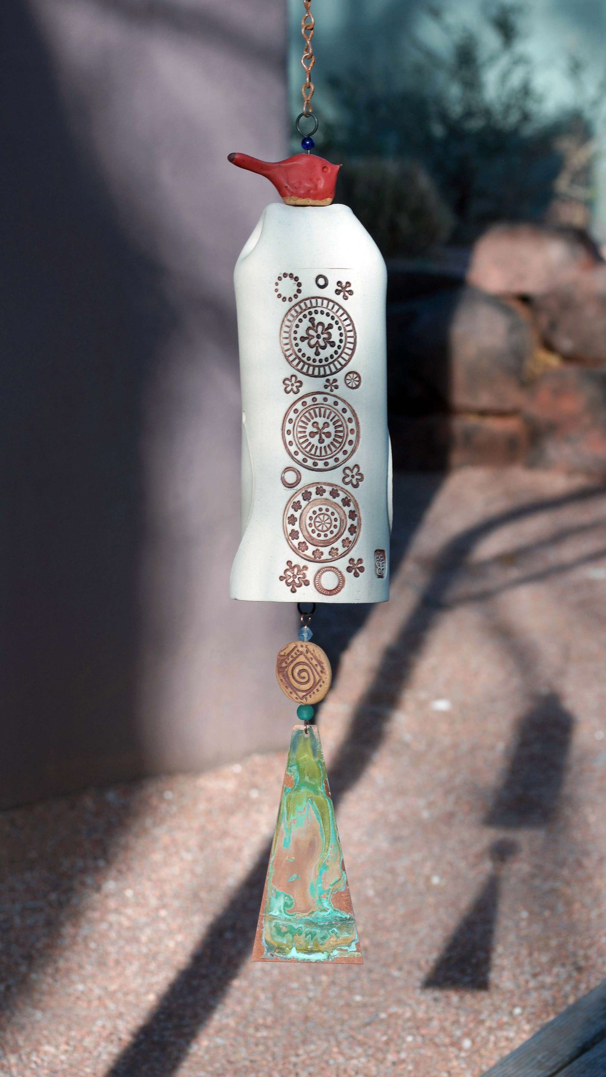 Ceramic Wind Chime with Circle Pattern-EchoDecor