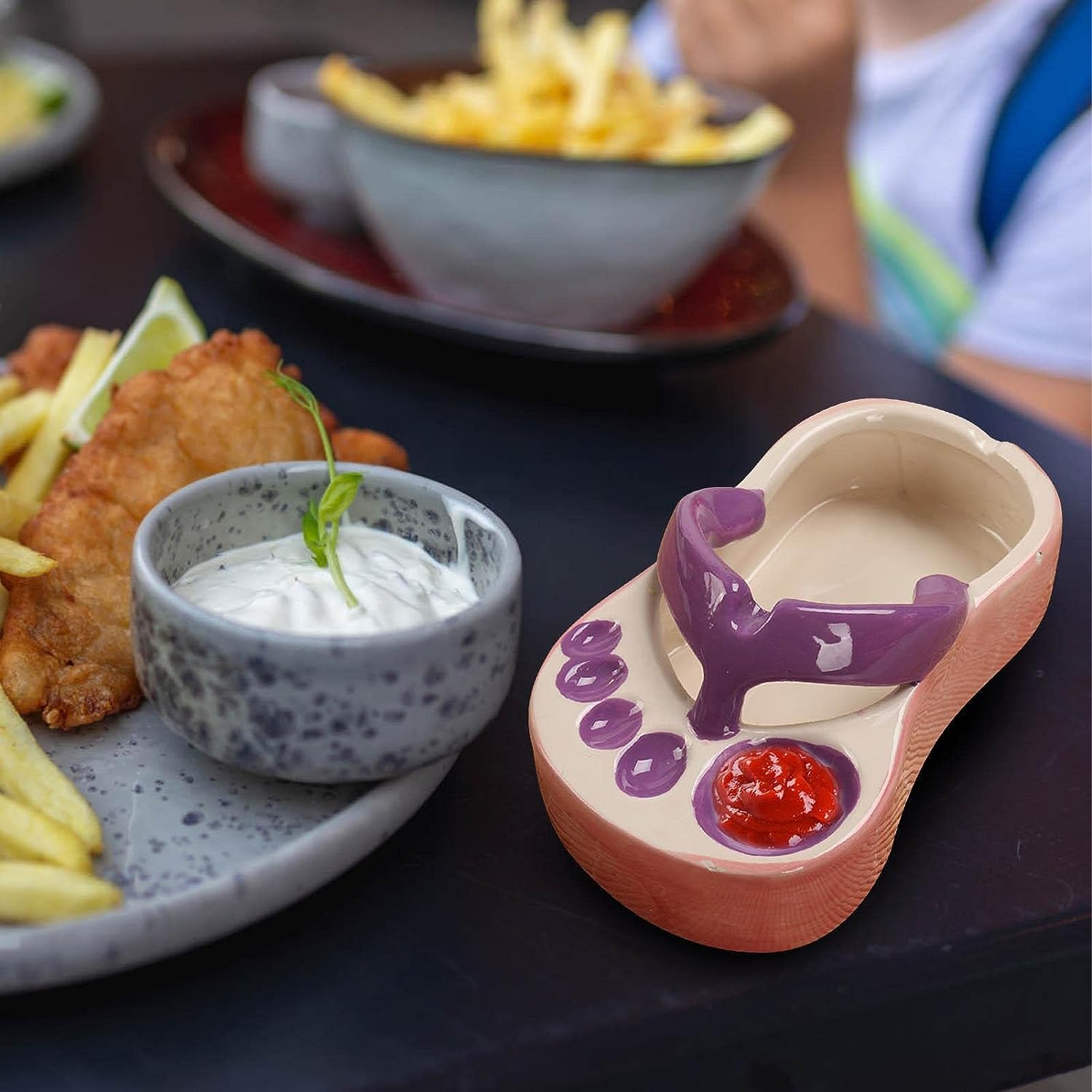 🤣Funny Ceramic Slippers-Mini Fries Plate & Ashtray-EchoDecor