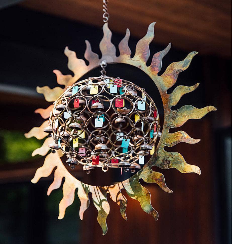 Sun with Ball and Dangles Wind Chime-EchoDecor