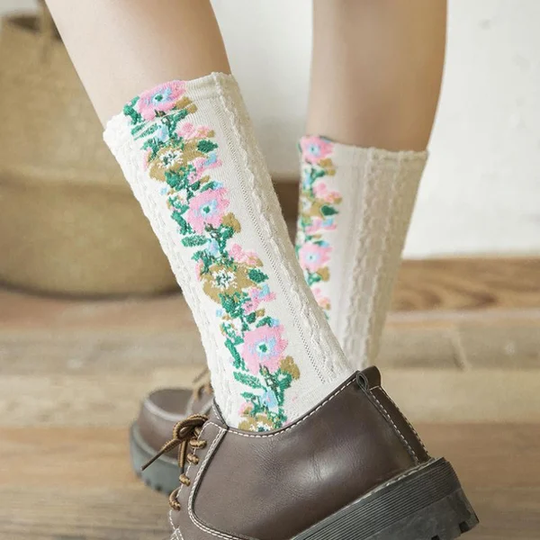 💐Vintage Embroidered Floral Socks-EchoDecor