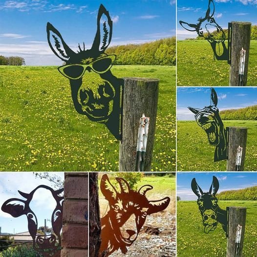 🐏 Outdoor Garden Farm Peeping Goat Metal Artwork Indoor Decoration-EchoDecor