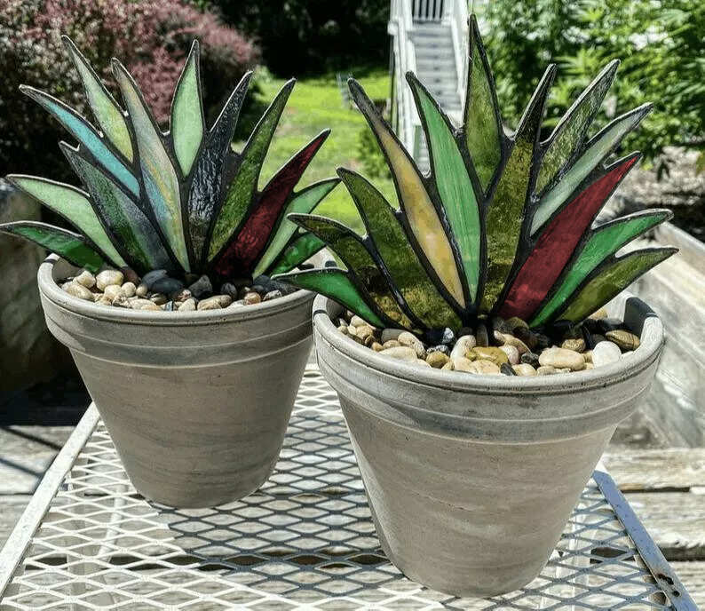 SUNCATCHER STAINED AGAVE PLANTE-EchoDecor