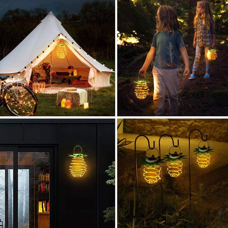 Solar Garden LED Lights Outdoor Hanging Solar Powered Lanterns with Handle-EchoDecor