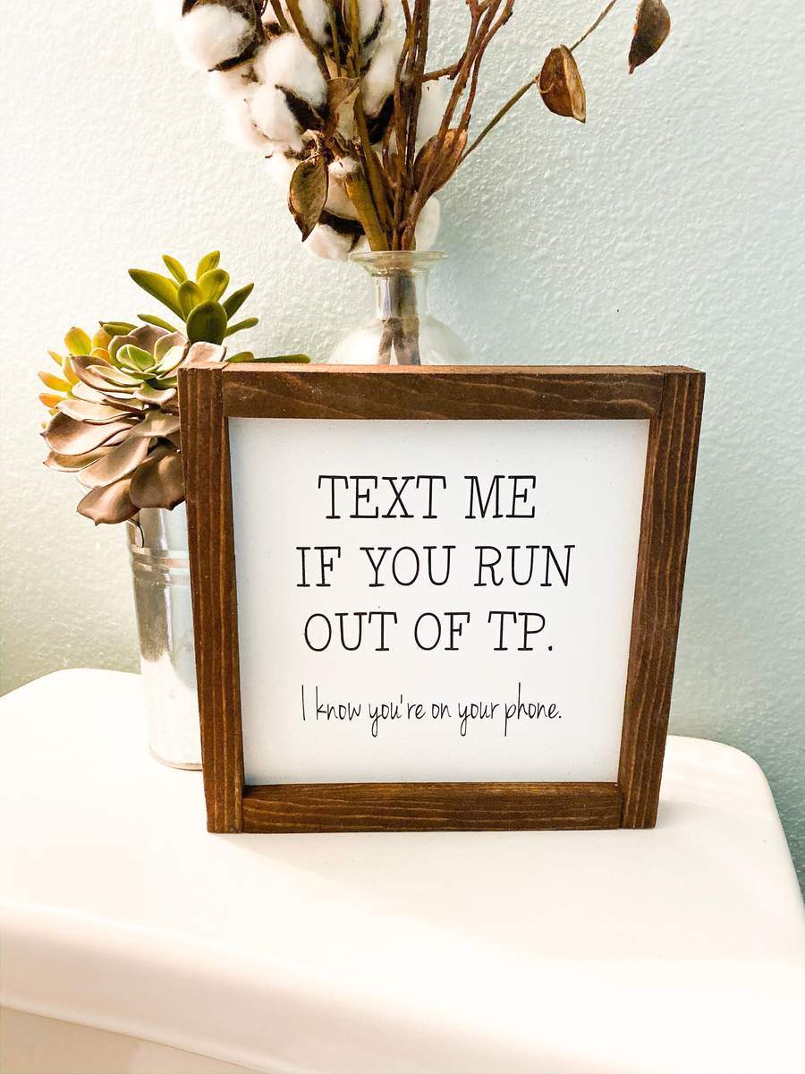 Text me if you run out of TP bathroom sign-EchoDecor