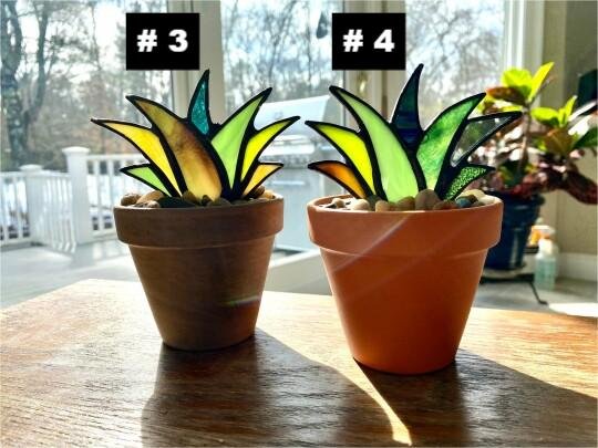 SUNCATCHER STAINED AGAVE PLANTE-EchoDecor