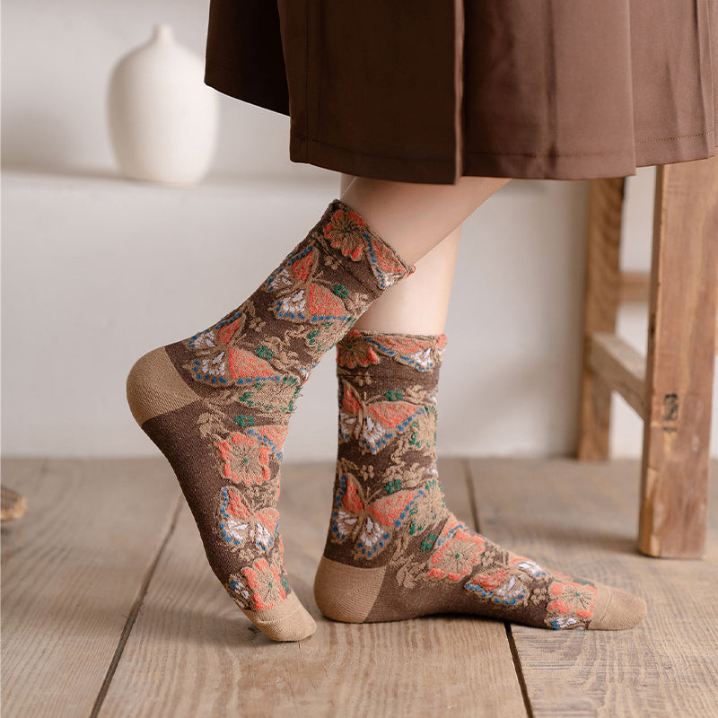🌷Embossed Floral Mid-calf Socks-EchoDecor