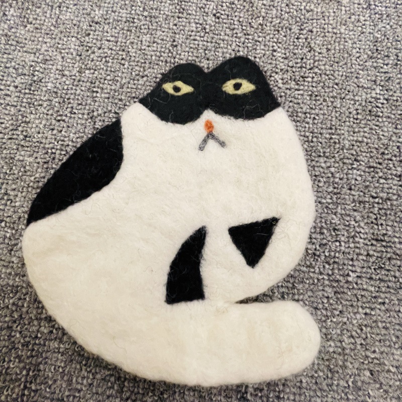 🐱Cute Handmade Wool Felt Animal Kitty Cat Cup Coasters