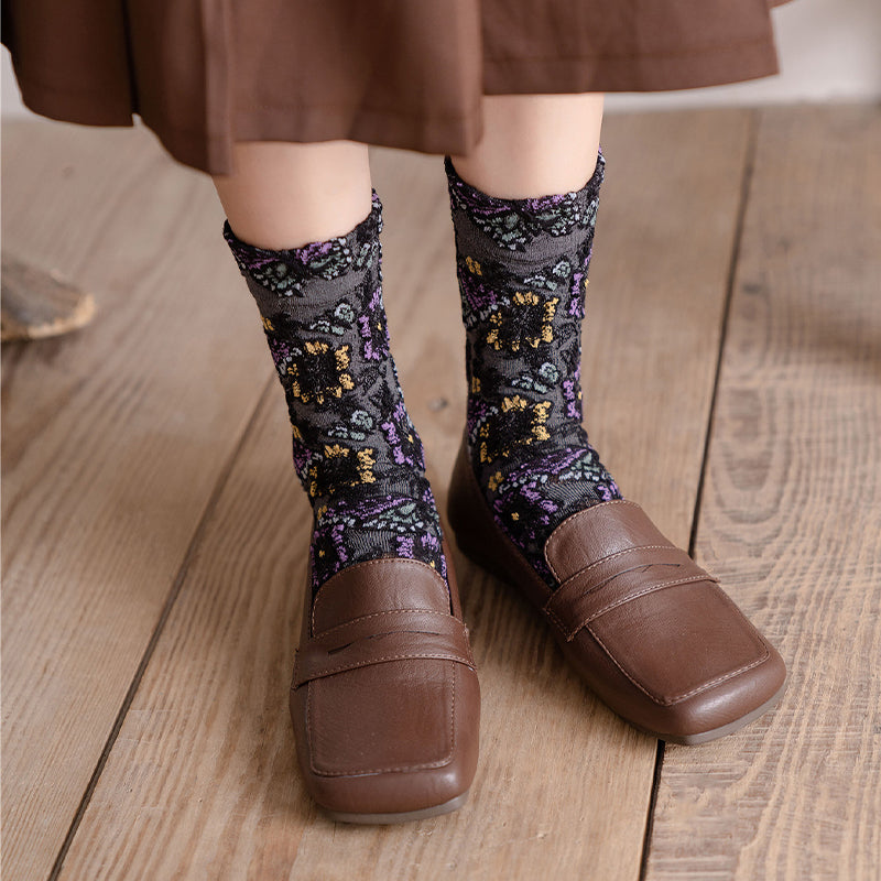 🌷Embossed Floral Mid-calf Socks-EchoDecor