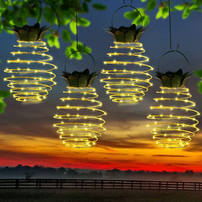 Solar Garden LED Lights Outdoor Hanging Solar Powered Lanterns with Handle-EchoDecor