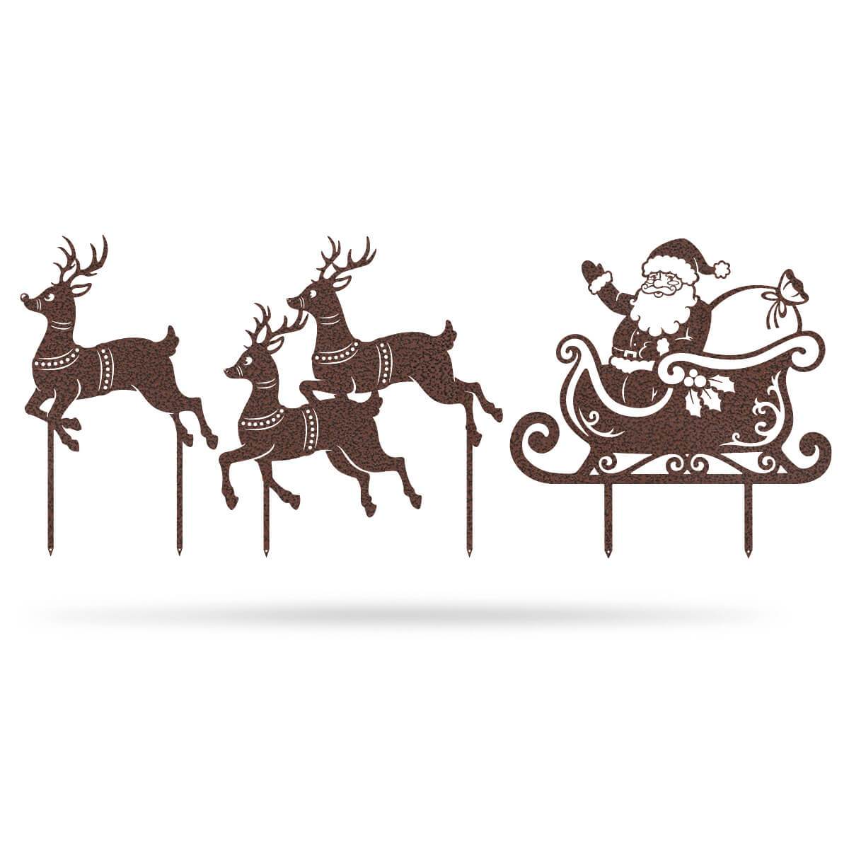 Garden Art - Santa Sleigh Set-EchoDecor