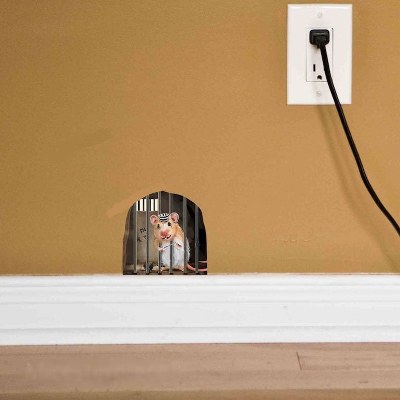 🐭3D Mouse Reading Book in Mouse Hole - Wall Decal Sticker-EchoDecor