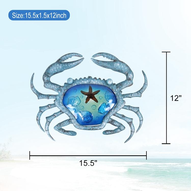 Metal With Glass Crab-EchoDecor