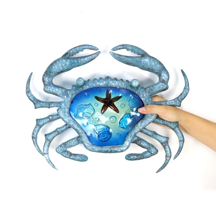 Metal With Glass Crab-EchoDecor