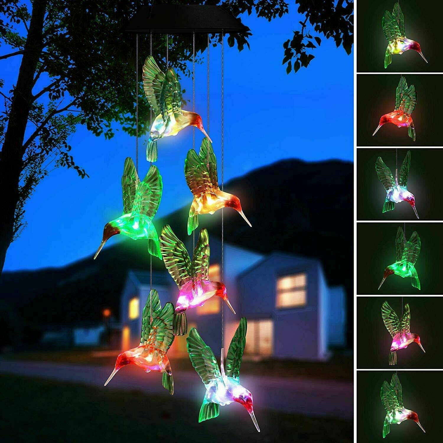 Solar-Powered Dangling Hummingbird Lights-EchoDecor