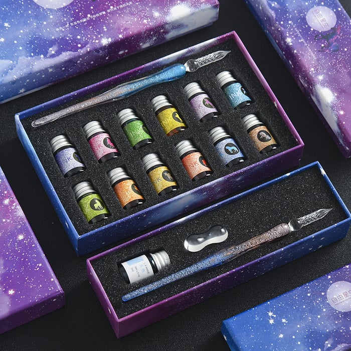 2023 Calligraphy Glass Dip Pen Ink Set-EchoDecor
