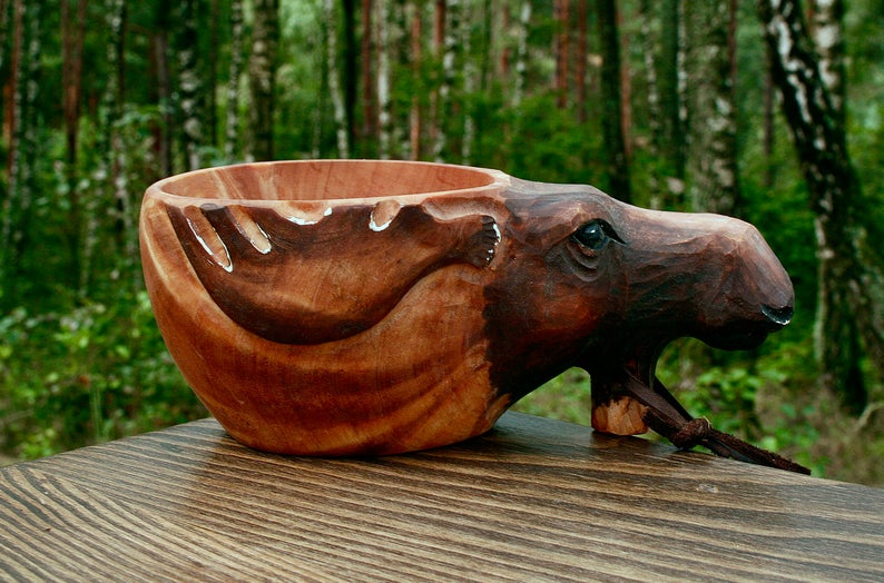 Kuksa Hand Carved Wooden Mug-EchoDecor