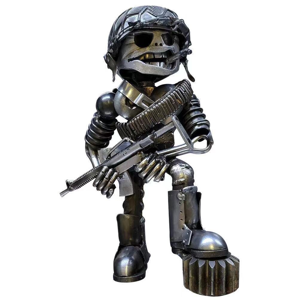 🔥🤖Recycling/Scrap Metal Standing Warrior Sculpture 🤖 🔥Handmade-Piston Man-EchoDecor