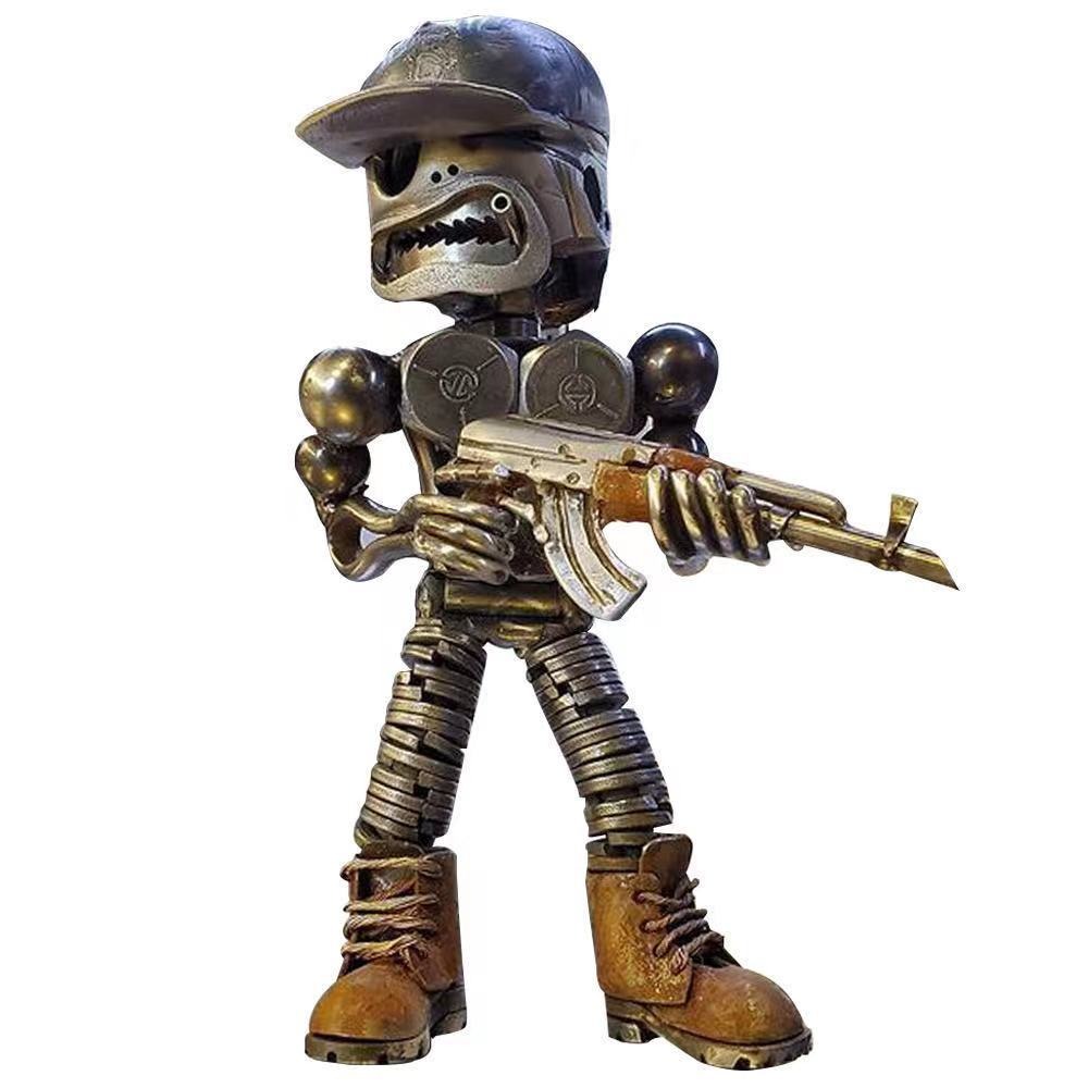 🔥🤖Recycling/Scrap Metal Standing Warrior Sculpture 🤖 🔥Handmade-Piston Man-EchoDecor