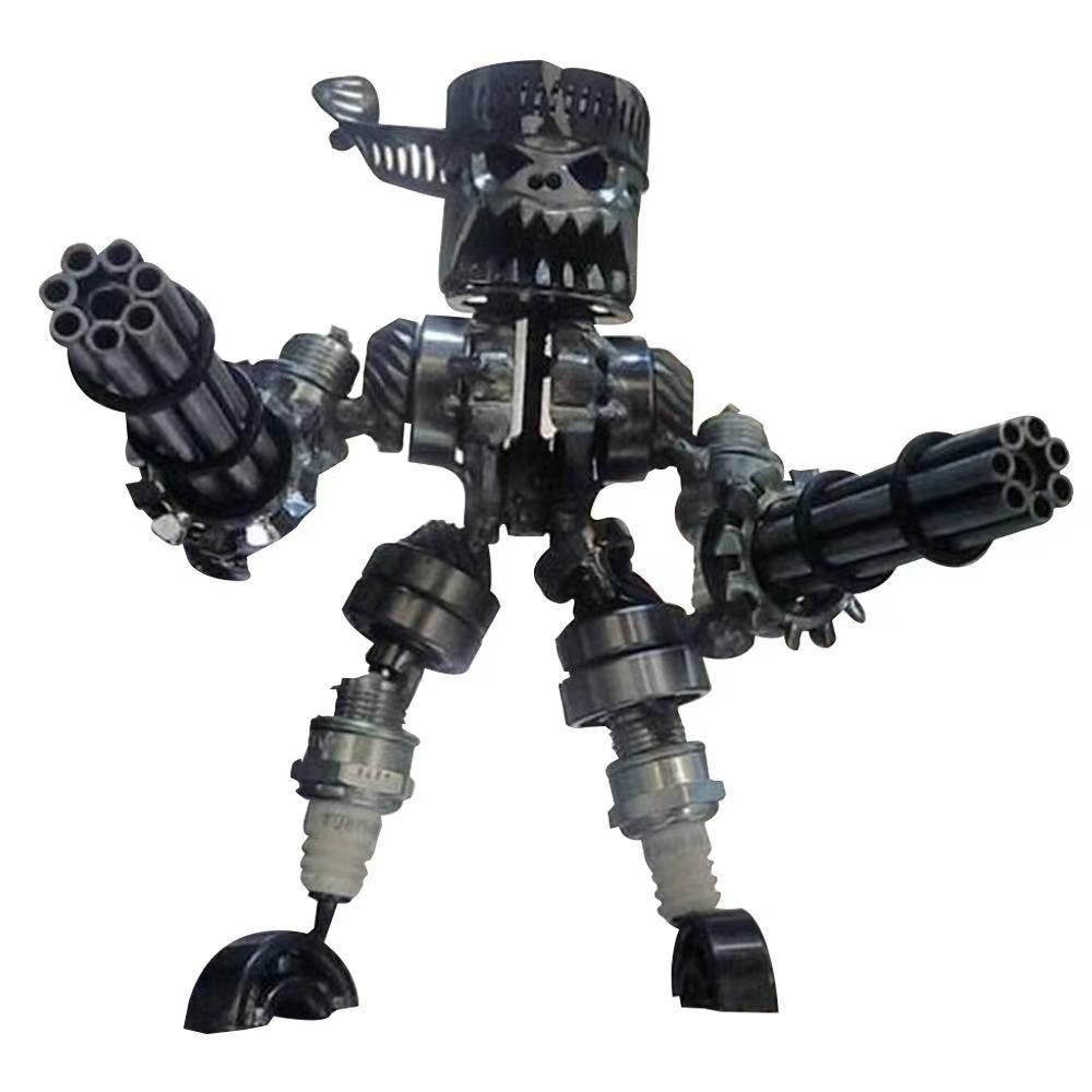 🔥🤖Recycling/Scrap Metal Standing Warrior Sculpture 🤖 🔥Handmade-Piston Man-EchoDecor