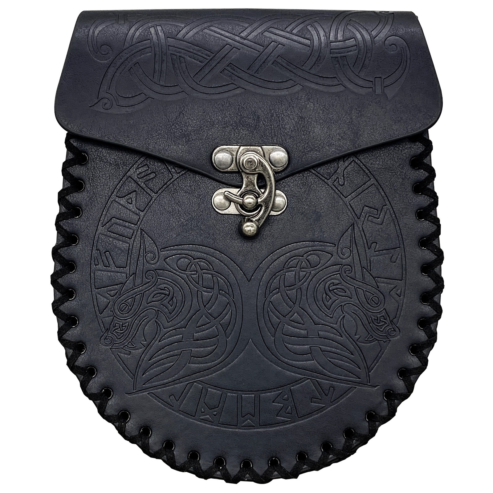 Vintage Medieval Nordic Embossed Leather Belt Bag-EchoDecor
