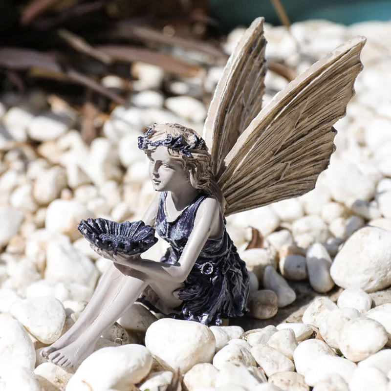 Seated Fairy Statue Garden Resin Craft Ornament-EchoDecor