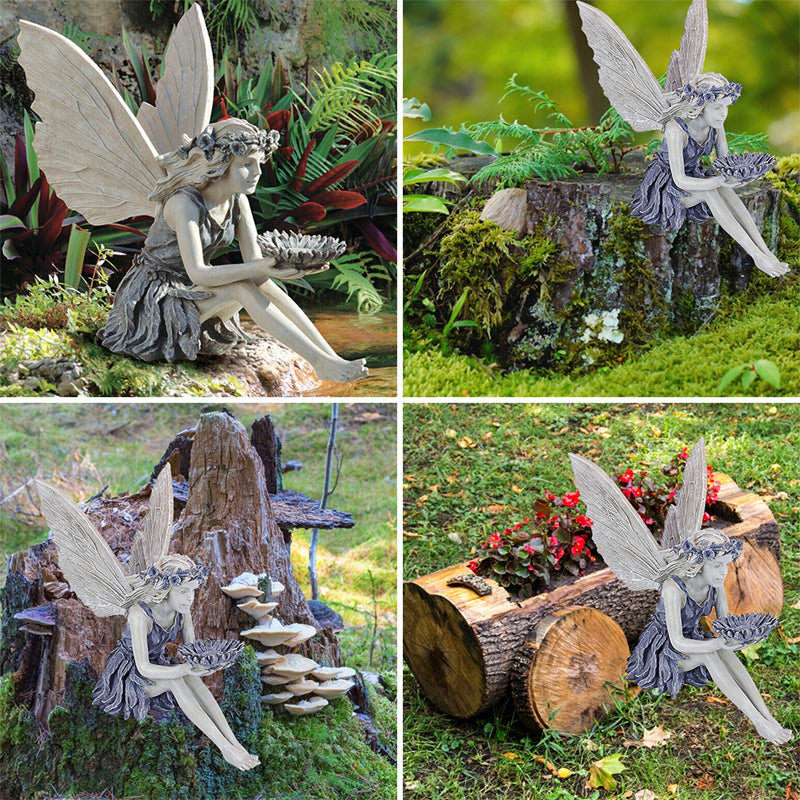 Seated Fairy Statue Garden Resin Craft Ornament-EchoDecor