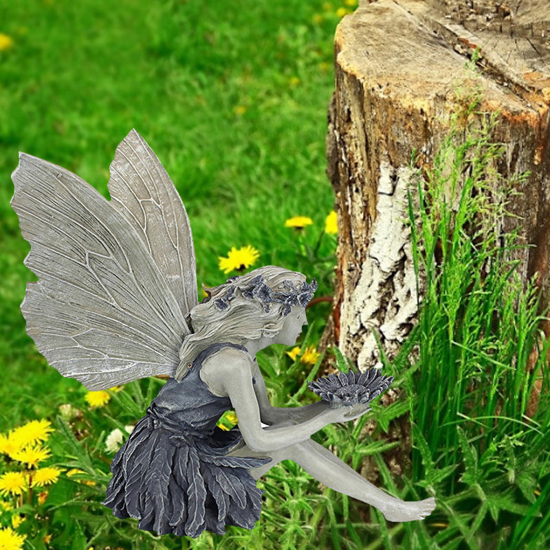 Seated Fairy Statue Garden Resin Craft Ornament-EchoDecor