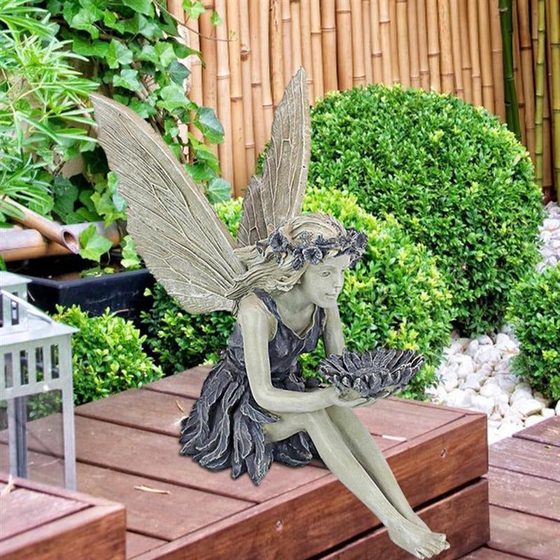 Seated Fairy Statue Garden Resin Craft Ornament-EchoDecor