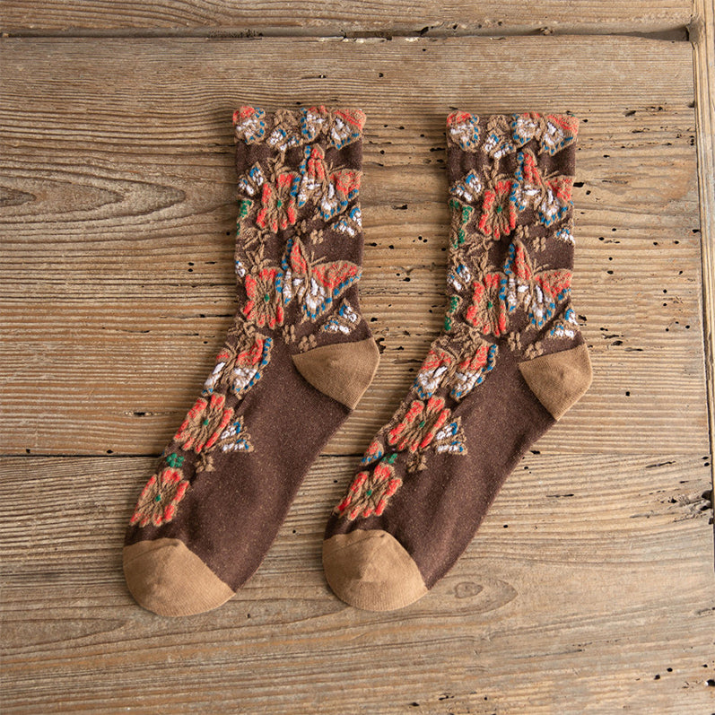 🌷Embossed Floral Mid-calf Socks-EchoDecor