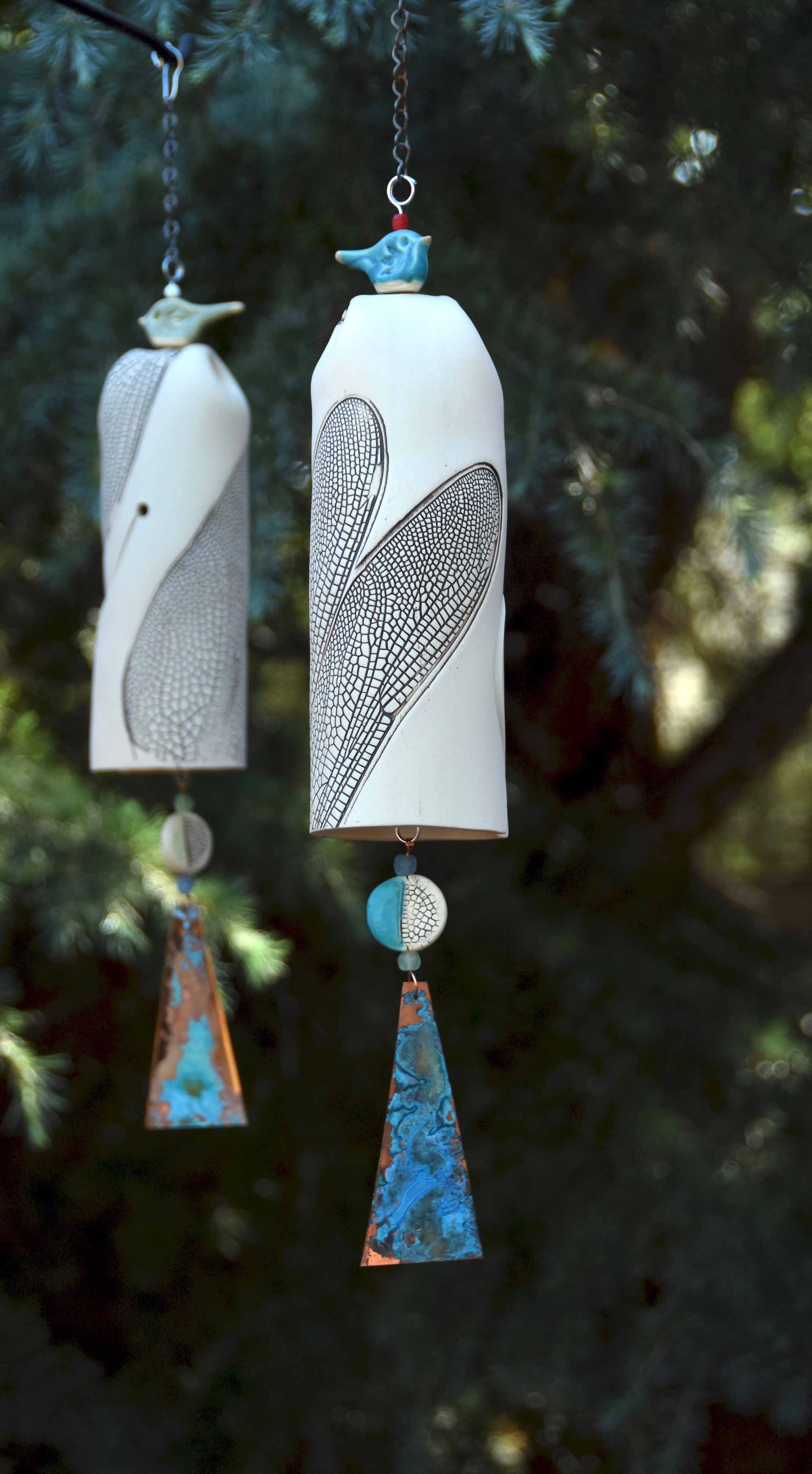 Large White Dragonfly Wind Chimes-EchoDecor