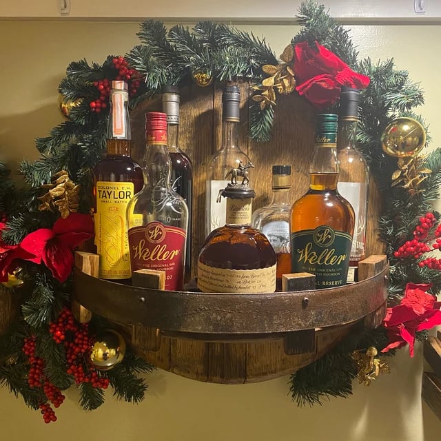 Bourbon whiskey barrel shelf