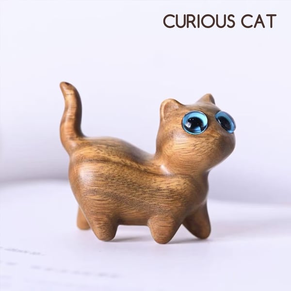 （Hot Sale -50% OFF)Sandalwood hand-carved wood cat-EchoDecor